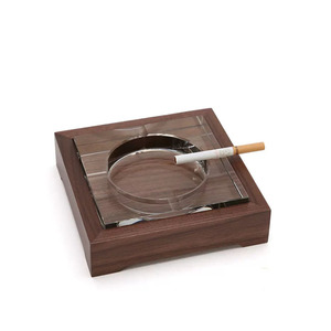 Wooden Crystal Ashtray, Chinese Style, Living Room, Home Office <b>Desk</b>, Creative Light Luxury Ashtray - Product Image 5