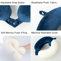 Coussin de voyage ergonomique en mousse à mémoire de forme en U pour le cou, en tissu pelucheux, pour adultes, housse lavable, pour avion, train, voiture