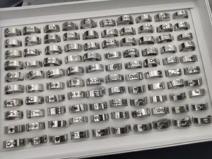 男士混合尺寸不锈钢时尚戒指套装美国尺寸11-16 100pcs/盒 - Product Image 5