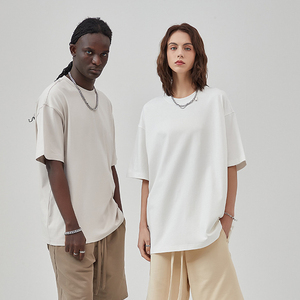 T-shirts unisexe surdimensionnés en coton 100% (275g) pour hommes, couleur unie, personnalisables avec logo, style streetwear, grandes tailles US, MOQ 1 pièce - Product Image 2