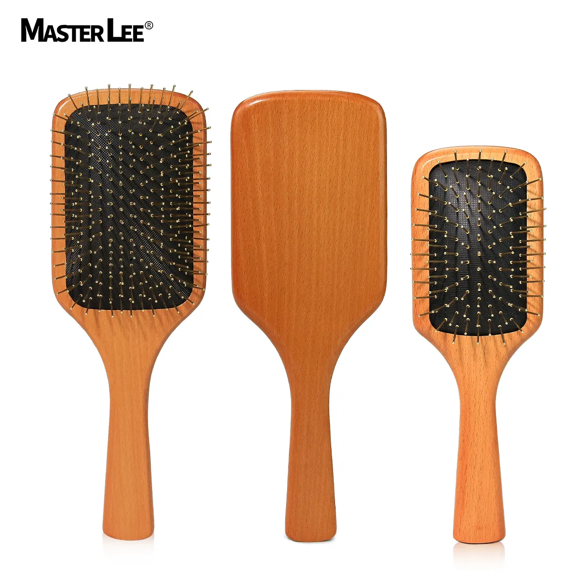 Masterlee 2024 Série de escovas de cabelo para massagem do couro cabeludo, almofada de ar em madeira de faia colorida com dois tamanhos, novo design