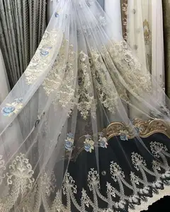 Newest design Turkish style embroidered sheer fabric embroidered curtain