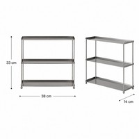 Support à tasses moderne en acier inoxydable à 3 niveaux 38x14x33cm – Étagère de rangement durable pour comptoir de cuisine ou bar à café