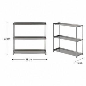 モダンなステンレス製3段コーヒーマグカップラック 38x14x33cm 耐久性のあるカウンタートップカップ収納棚 キッチンコーヒーバー用 - Product Image 2