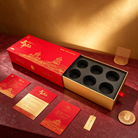 Boîte cadeau à thé personnalisée, boîte d'emballage en papier rouge et or avec estampage à chaud et insert en mousse EVA pour boîte à thé