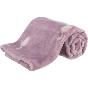 Couverture pour animaux de compagnie, violette, 70 x 50 cm, avec imprimé chat, pour chats et chiens, couverture en polaire douce et confortable - Product Image 1
