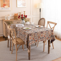 Nappe de table personnalisable anti-poussière en jacquard teint en fil polyester-coton, style vintage américain, motifs floraux Magpie, pour usage domestique