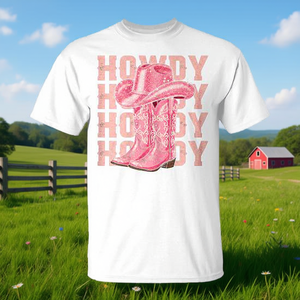 Camiseta Rosa de Vaquera Estilo Country con Diseño de Sombrero de Rodeo para Chicas del Sur del Oeste - Product Image 3