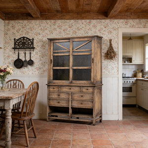 Librería Antigua de Madera Maciza con Altura Ajustable y Estantes de Madera, Diseño Wabi-Sabi para Oficina en Casa, Sala de Estar, Hotel - Product Image 1