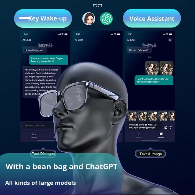 800W AI Translation Smart Glasses Real-time Audio Video Call for Bluetooth Connectivity for Amazon Integration for Optimal