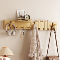 Porte-manteau mural carré en bois pliable multifonctionnel pour entrée, cuisine et salle de bain
