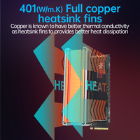 Jeyifactory RGB M.2 2280 Heatsink 401W, sirip tembaga & bingkai aluminium untuk Gaming/PS5 SSD pasif pendingin stok pabrik