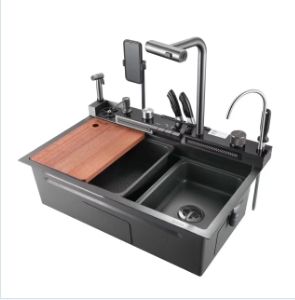 Robinet multifonctionnel populaire sur TikTok avec <span class=keywords><strong>support</strong></span> pour téléphone, nouveau style, quatre fonctions, en laiton, avec douchette extractible et cascade pour évier - Product Image 3