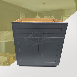 ตู้ไม้สำหรับห้องครัวแบบอเมริกัน B24-B30มาตรฐานตู้วางพื้นสีเทา - Product Image 6