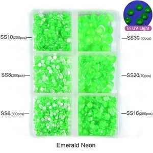 High Quality Neon Colors Flat Back Glass Rhinestones Non Hotfix Rhinestones Nail Crystal in Stock - Product Image 5