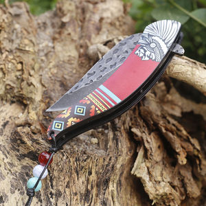 उच्च कठोरता पत्थर-धोया स्टेनलेस स्टील तह चाकू भारतीय पैटर्न को हैंडल करता है - Product Image 6