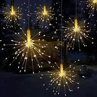 Warmweiße Mehrfarbige Pusteblumen-Lichterkette Batteriebetrieben mit Fernbedienung Feuerwerk-Lichter Weihnachts- und Hochzeitsdekoration