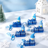 Cadeau de Noël, Père Noël, flocon de neige, LED bleue, jouet de décompression en plastique à deux boutons, porte-clés tactile