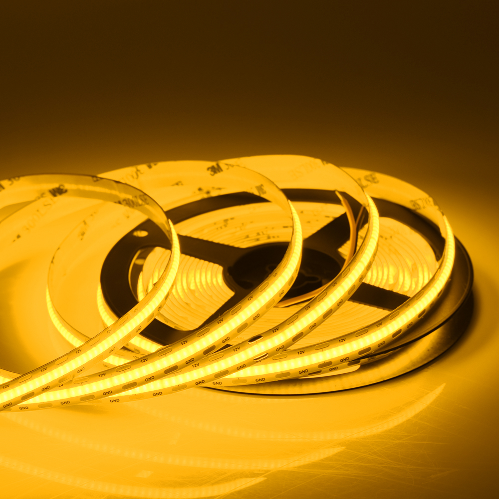 Cob Yellow Light Strip Led Led Chip Customize Logo DC24v 12v flexible yellow color led cob strip blue cob led strip light