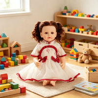 Poupée réaliste en vinyle de 22 pouces, avec des cheveux bouclés et une double queue de cheval, et un pyjama rose, cadeau de fête d'anniversaire pour les petites filles