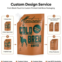 Pochette souple personnalisée marron pour café infusé à froid avec bec verseur et bouchon