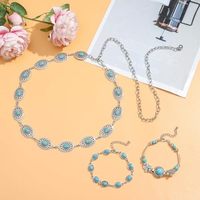 Ensemble de bijoux bohèmes en argent pour femmes, 18 pièces, collier, bracelet, bague, boucles d'oreilles, ensemble de bijoux turquoise western