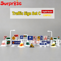 Mini Panneaux de Signalisation Routière Anglais Russe, Kit de Modèles de Panneaux de Rue, Diorama, Décoration de Scène Urbaine, Accessoires pour Voitures Jouets