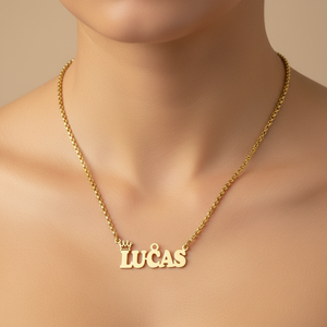 Collar con Colgante Punk de Moda Simple con Nombre en Inglés Personalizado en Acero Inoxidable con Cadena de Eslabones, Regalo para Mujer con Certificación CE - Product Image 2