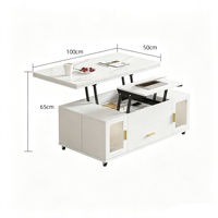 Table basse multifonctionnelle avec plateau en verre relevable, table à manger convertible, table pliable mobile, bureau moderne pour salon