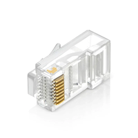 Connecteur RJ45 UTP Cat6 Cat5e plaqué or 50U, fiche modulaire 8P8C à 3 broches pour câble Ethernet, 100 pièces, composants télécom