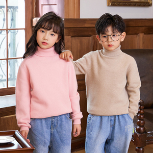 Vente en gros de chandails en pure laine pour enfants en automne et en hiver <span class=keywords><strong>pull</strong></span> à col haut pour garçons tricots épaissis pour filles bas haut - Product Image 3