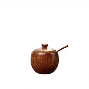 Recipiente de Madera para Almacenamiento de Alimentos con Tapa Hermética para Granos de Café, Té y Azúcar, Logotipo Personalizado, 250 ml, Clásico, Ecológico, Reutilizable, Fabricante de Artículos de Cocina - Product Image 3