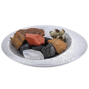 Natural Volcanic Lava Stone Aromatherapy Essential <strong>Oil</strong> <strong>Diffuser</strong> Set with Silver Concrete Bowl for Home Decor - Product Image 2