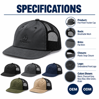 Casquette Trucker Légère à Cinq Panneaux en Maille Structurée avec Logo Brodé et Fermeture Arrière Ajustable – Vente en Gros Usine OEM ODM