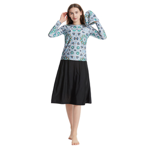 Burkinis trois pièces conservateurs à motif irrégulier, anti-UV, avec logo frontal et couvre-chef, pour le Moyen-Orient et l'Asie du Sud-Est - Product Image 2
