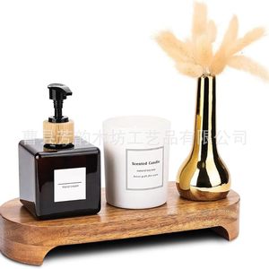 Solid Wood Bathroom Vanity Tray Rectangle Varnished Multifunction <b>Desktop</b> <b>Shelf</b> For Soap And Plants - Product Image 5