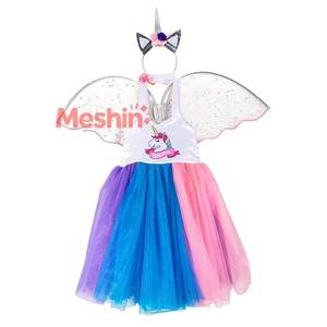 Robe en gaze licorne colorée et mignonne pour filles, idéale pour les spectacles et événements festifs - Product Image 1