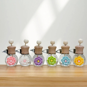 Penyegar Udara Mobil Botol Kaca Bulat Kosong Aroma Diffuser Klip Ventilasi dengan Tutup Sekrup 8ml Hot Stamping Parfum Mobil - Product Image 1