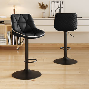 Tabourets de bar d'extérieur modernes et confortables en similicuir, hauteur réglable, pivotants à 360°, avec repose-pieds matelassé, pour îlot de cuisine - Product Image 1