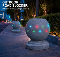 Boule de pierre réfléchissante solaire lumineuse, barrière de route, bloqueur de passage, lumières LED clignotantes, montage au sol pour centre commercial, parking