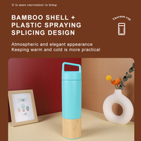 Kustomisasi grosir termos botol air teh bambu Stainless Steel 304 cangkir kopi mulut lebar Tumbler bambu dengan Infuser teh