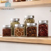 449 	 Ensemble de pots élégants en verre borosilicate avec couvercle amovible en acier inoxydable, récipient alimentaire pour stockage à froid et décoration intérieure