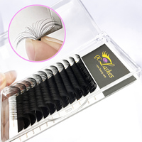 Extensions de cils individuels en vison noir mat, volume Easy Fan, en plateau, effet cachemire foncé, pour marque privée