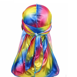 Durag Holográfico Degradado, Gorro Pirata Brillante y Sedoso, Pañuelo para la Cabeza con Cola Larga Estilo Hip Hop, Venta al Por Mayor - Product Image 5