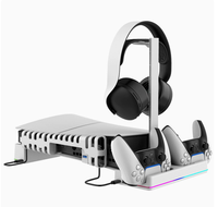 Support horizontal multifonctionnel ZTLEKE 2026P pour console Slim/Pro, couleurs RGB éblouissantes, équipé de 3 ventilateurs de refroidissement, en plastique