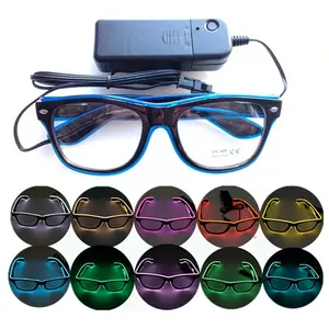 Hot Selling El Neon Wire Bright Color Led Eye Sunglasses Light Up Halloween Flashing Glasses