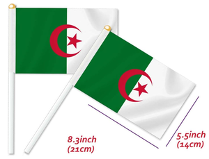 Pays personnalisé 14*21cm Polyester Pays Petit Algérie National Main Agitant Drapeau avec Poteau En Plastique - Product Image 5