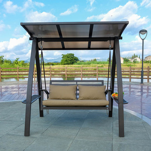 Silla Columpio Doble <span class=keywords><strong>de</strong></span> Metal <span class=keywords><strong>de</strong></span> Nuevo <span class=keywords><strong>Diseño</strong></span>, <span class=keywords><strong>Muebles</strong></span> <span class=keywords><strong>de</strong></span> Jardín para Exteriores con Toldo - Product Image 1