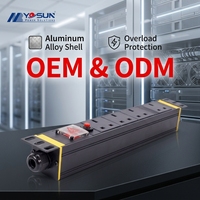 PDU de type 1U à 6 prises pour rack réseau, avec coque en alliage d'aluminium et protection contre les surcharges, pour standard international 19 pouces