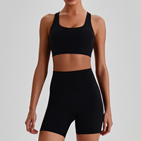 Vêtements de yoga solides à séchage rapide, leggings de fitness pour femmes, ensemble de sport pour la salle de sport, shorts, ensembles de course en plein air
